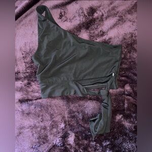 Fashion Nova Black One-Shoulder Tie-Waist Crop Top